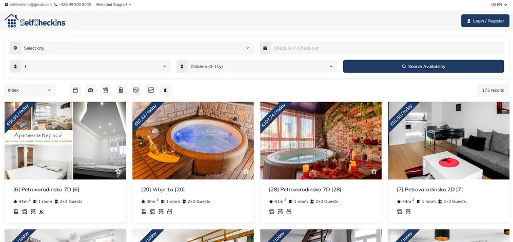SelfCheckIns — Existing website screenshot; the current appearance may differ.