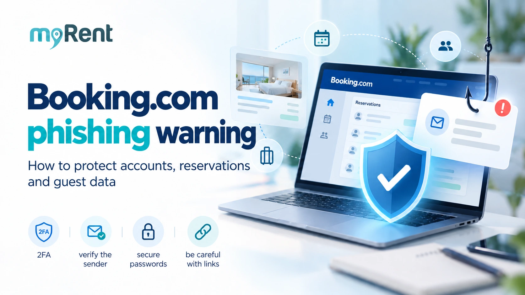 Booking.com phishing warning: protect accounts, reservations and guest data with 2FA, sender verification, secure passwords and caution with links